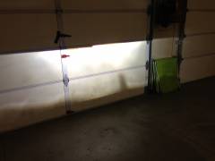 HID light output on garage door.